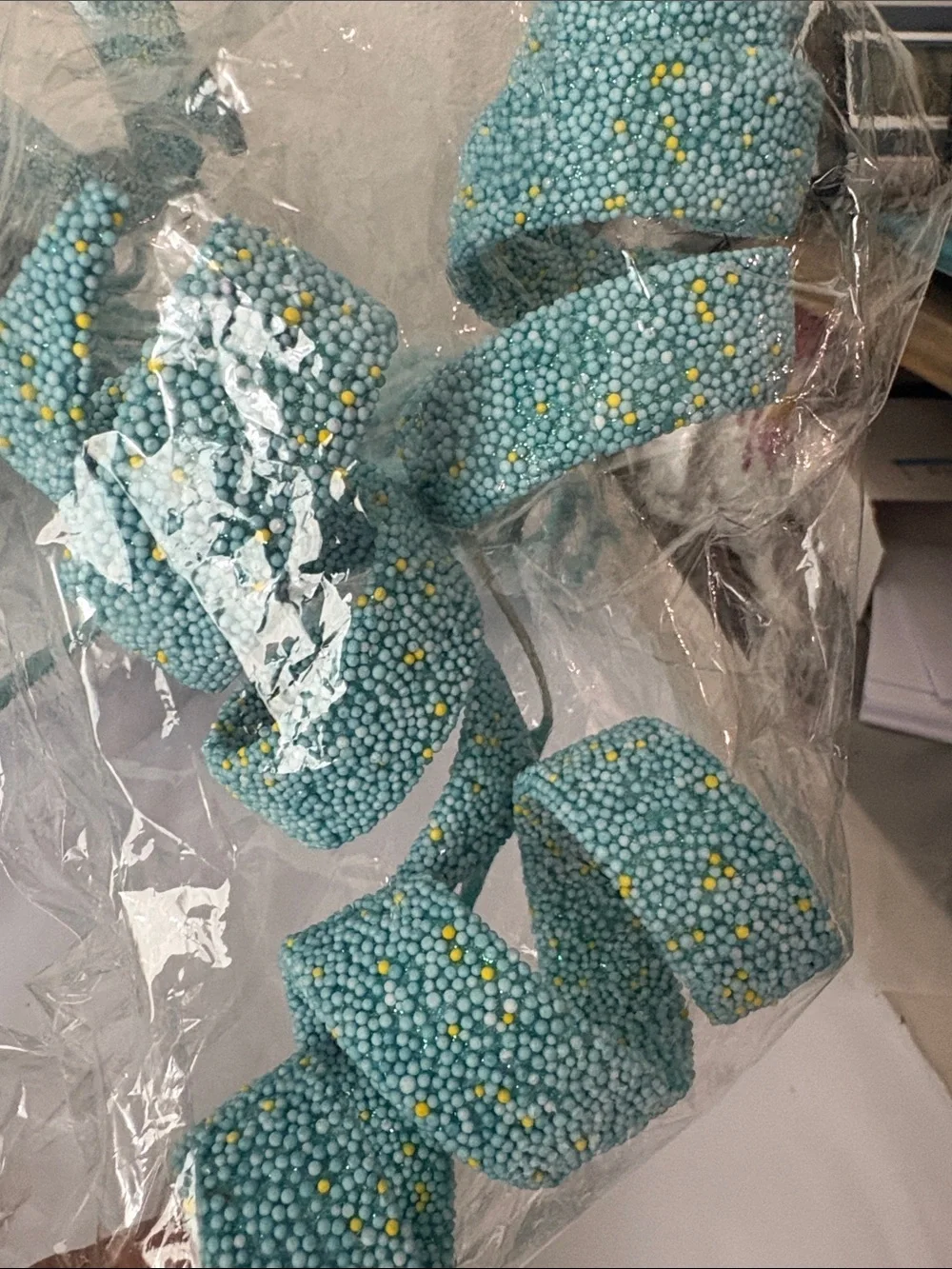 Teal Glitter Curl Stem Party Picks - Unbranded